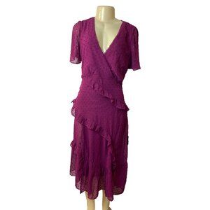 Lulus Women's Magenta Short Sleeve Wrapped Dress Sz M - NWT